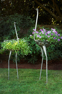 Large Recycled Metal Ostrich Plant Holders 5 Foot Ostrich Plant Holder - Additional shipping charges will be required