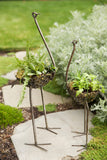 HIDDEN Small Recycled Metal Ostrich Plant Holders 20" Ostrich Planter