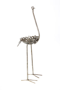 HIDDEN Small Recycled Metal Ostrich Plant Holders 24" Ostrich Planter