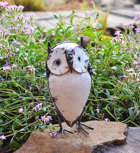 Recycled Metal Horned Owl Sculptures
