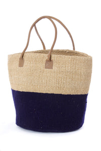 Ink Wool and Sisal Handbag with Leather Handles Default Title