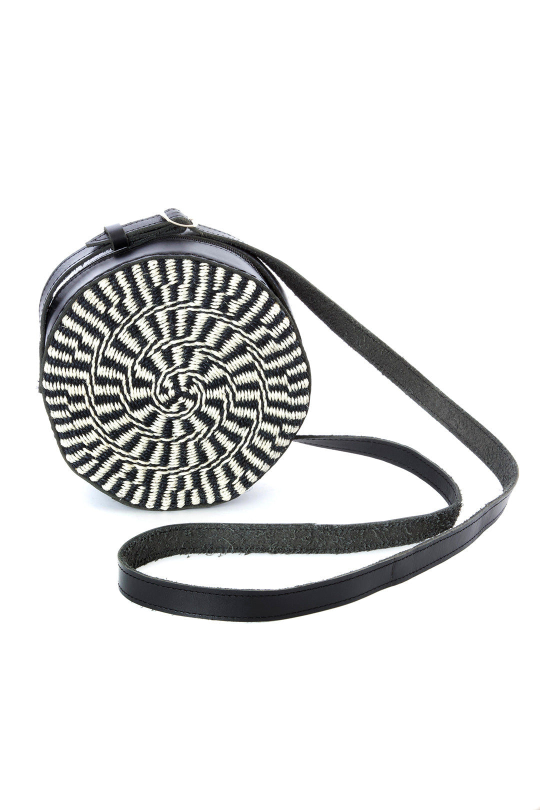 Round Ink Spiral Sisal & Leather Purse Default Title