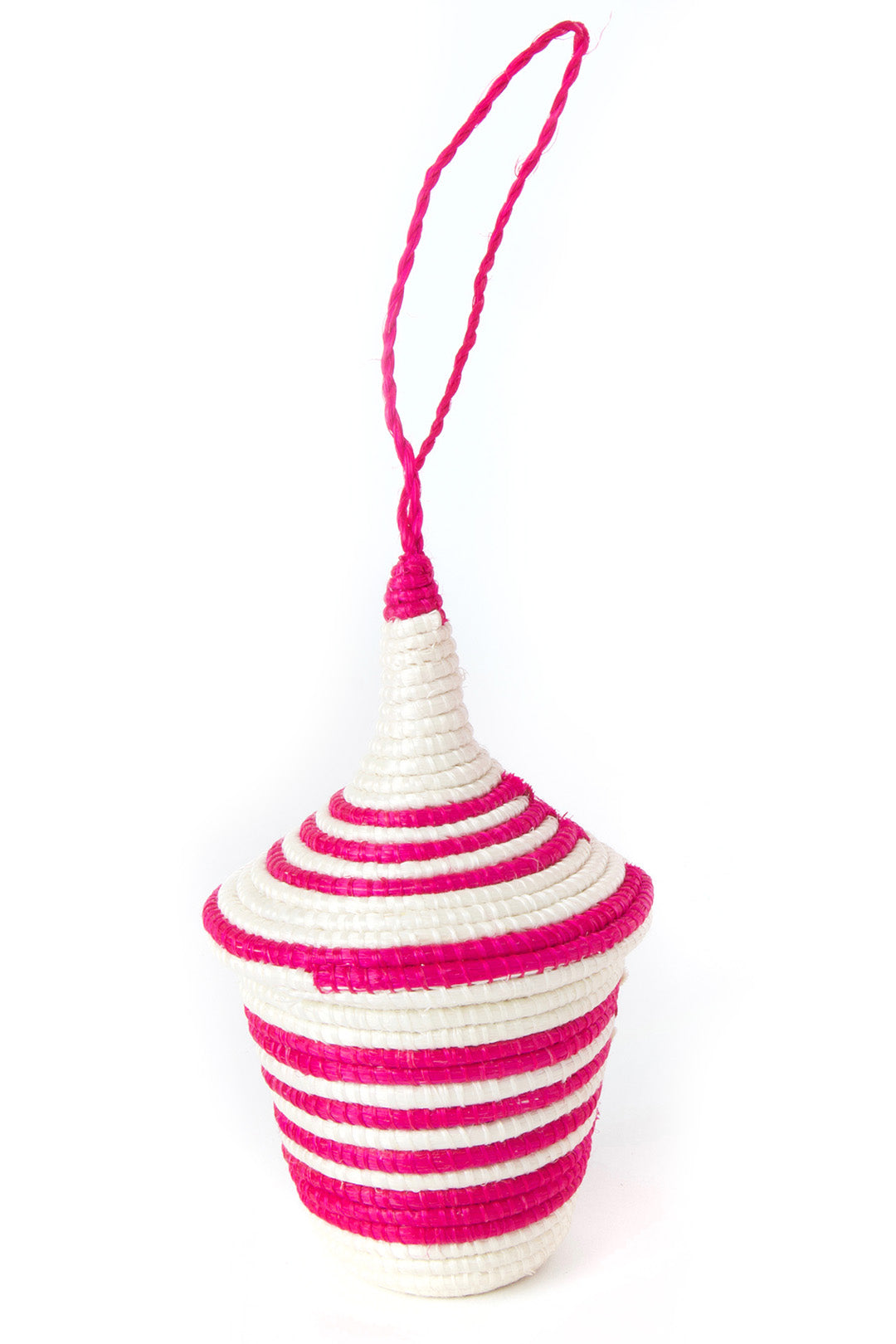 Rwandan Giving Basket Ornament in Pink