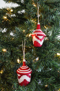 Rwandan Giving Basket Ornament in Red