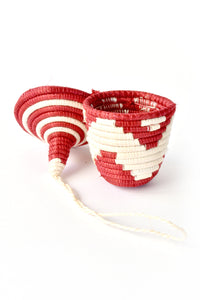 Rwandan Giving Basket Ornament in Red