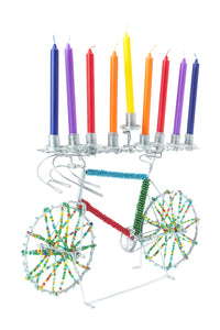 Beaded Bicycle Hanukkah Menorah Beaded Bicycle Menorah - No Candles Included
