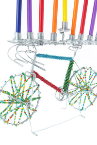 Beaded Bicycle Hanukkah Menorah Beaded Bicycle Menorah - No Candles Included