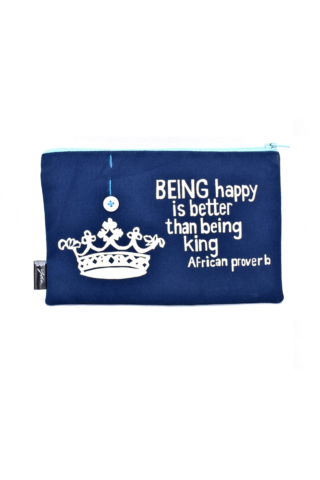 Blue "Better than Being King" African Proverb Flat Pouch Default Title