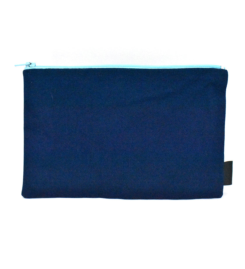 Blue "Better than Being King" African Proverb Flat Pouch