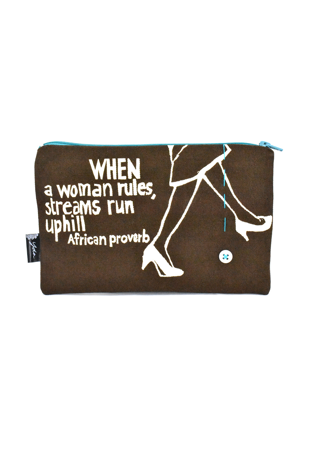 Walnut "When a Woman Rules" African Proverb Pouch