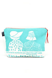 "A Friend is Someone" African Proverb Pouch in Aqua or Navy Aqua "A Friend is Someone" African Proverb Pouch