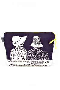 "A Friend is Someone" African Proverb Pouch in Aqua or Navy Navy "A Friend is Someone" African Proverb Pouch