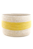 Yellow Stripe on White Senegalese Storage Basket