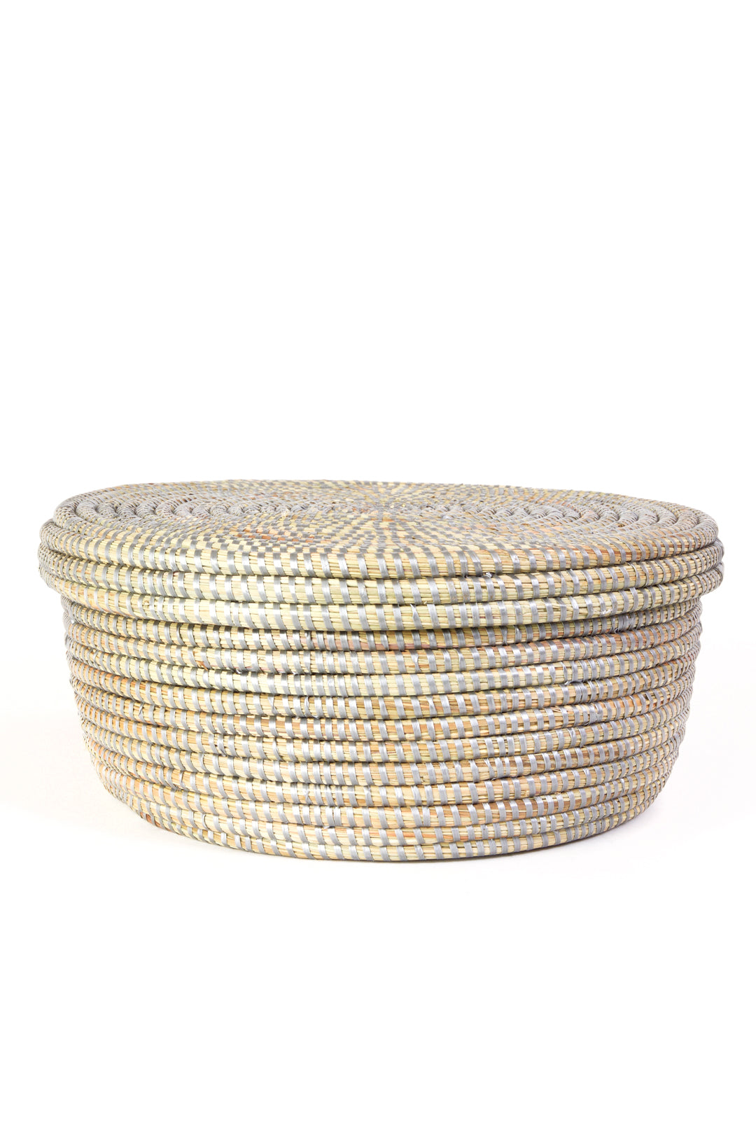 Silver Lidded African Storage Basket Default Title