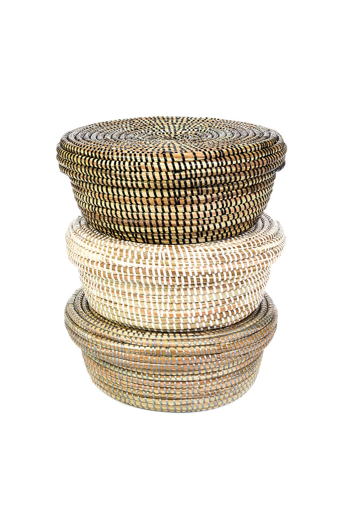 Silver Lidded African Storage Basket Default Title
