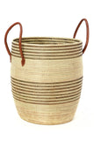 Set/3 Mixed Pattern Wolof Baskets with Leather Handles Default Title