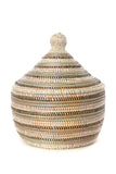 Silver, Black & White Striped Warming Basket