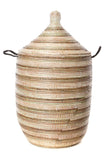 Large Black, White & Silver Striped Lidded Hamper Default Title