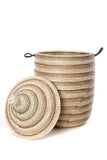 Large Black, White & Silver Striped Lidded Hamper Default Title