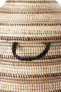 Large Black, White & Silver Striped Lidded Hamper Default Title