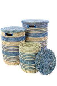 Set of 3 Ebb & Flow Striped Flat Lid Hamper Baskets Default Title