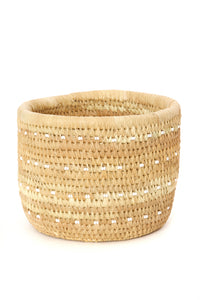 White Beaded Dots Nomadic Camel Milking Baskets Medium Basket with White Beaded Dots