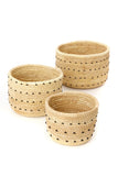 Nomadic Camel Milking Baskets with Black Beads Small Basket with Black Beads