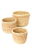 Nomadic Camel Milking Baskets with Red Beads Large Basket with Red Beads
