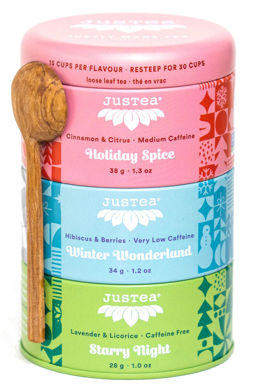 JusTea® Loose Leaf Holiday Tea Collection Trio Gift Tin