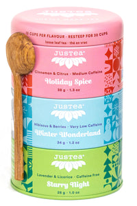 JusTea® Loose Leaf Holiday Tea Collection Trio Gift Tin