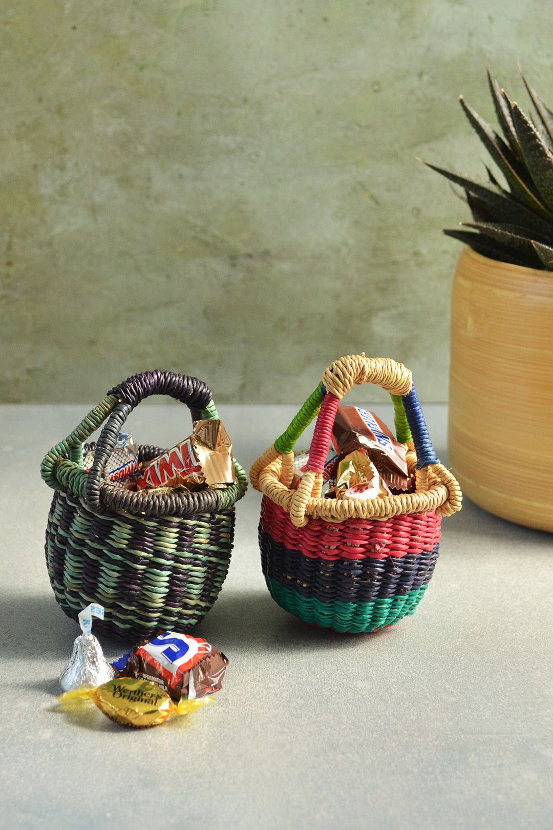 Mint Swirl Teeny Tiny Bolga Baskets