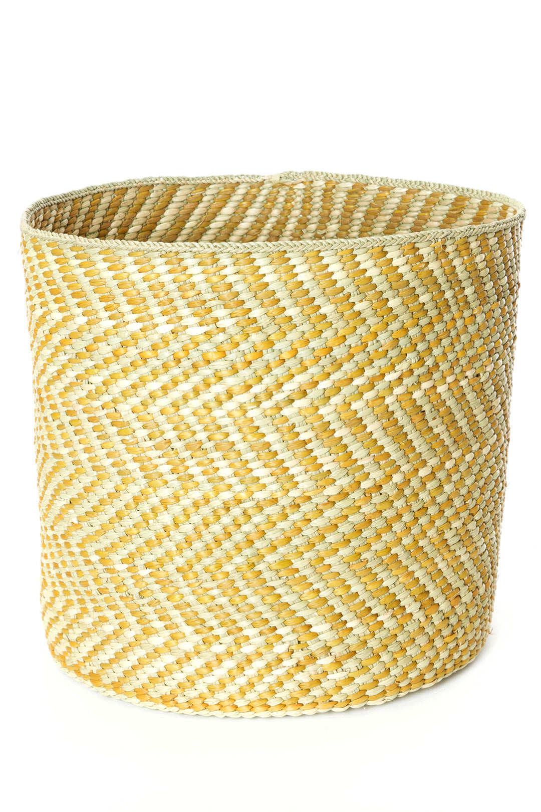 Yellow & Natural Maila Milulu Reed Basket Large Yellow & Natural Milulu Basket