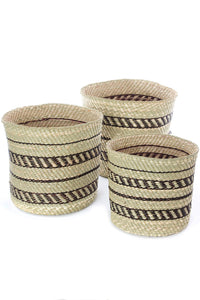 Tanzanian Iringa Grass Baskets with Black Accents