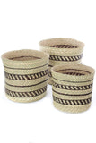 Tanzanian Iringa Grass Baskets with Black Accents