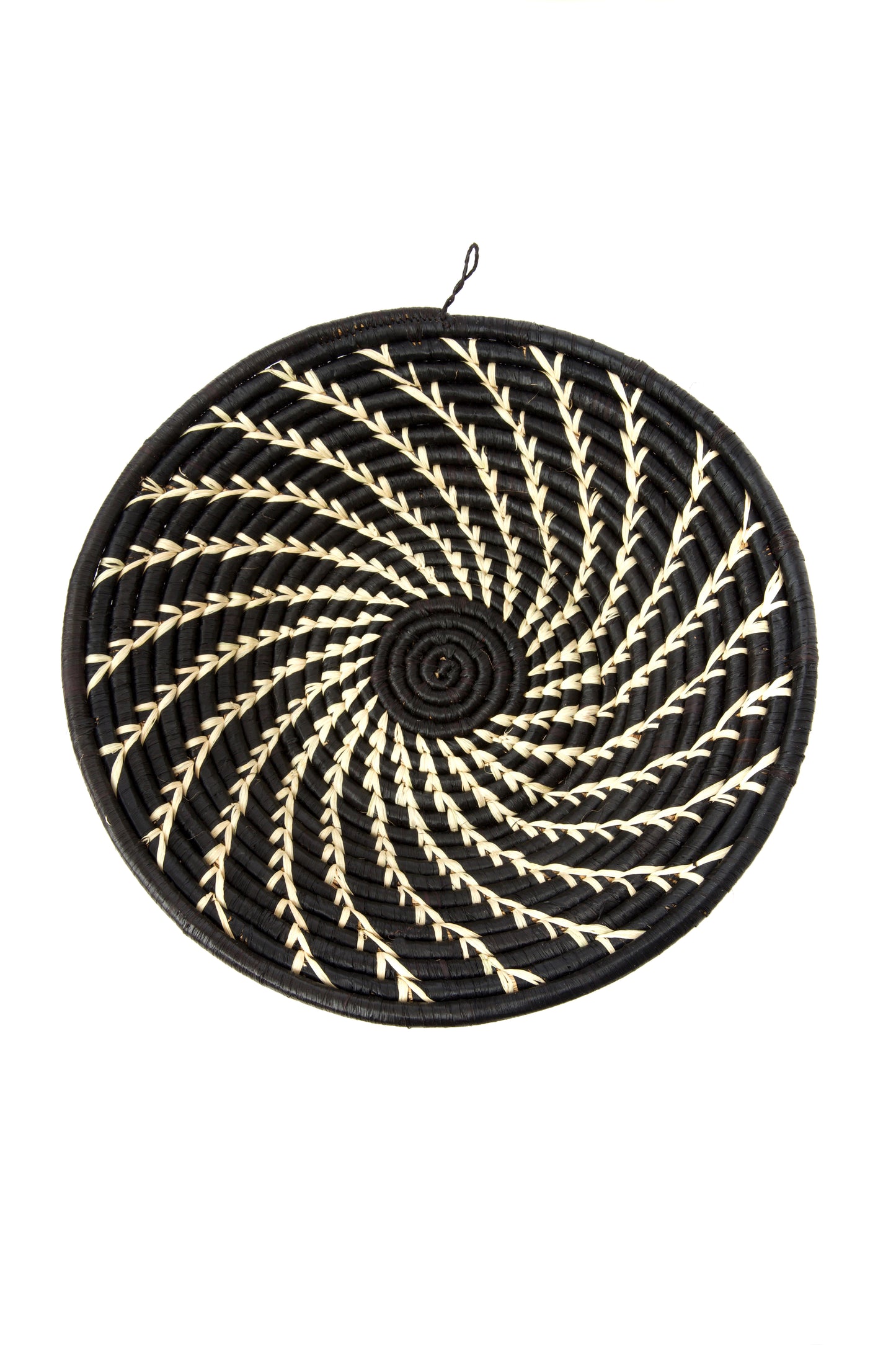 Black Coiled Sata Baskets with Cream Swirls Medium Black Coiled Sata Basket with Cream Swirls