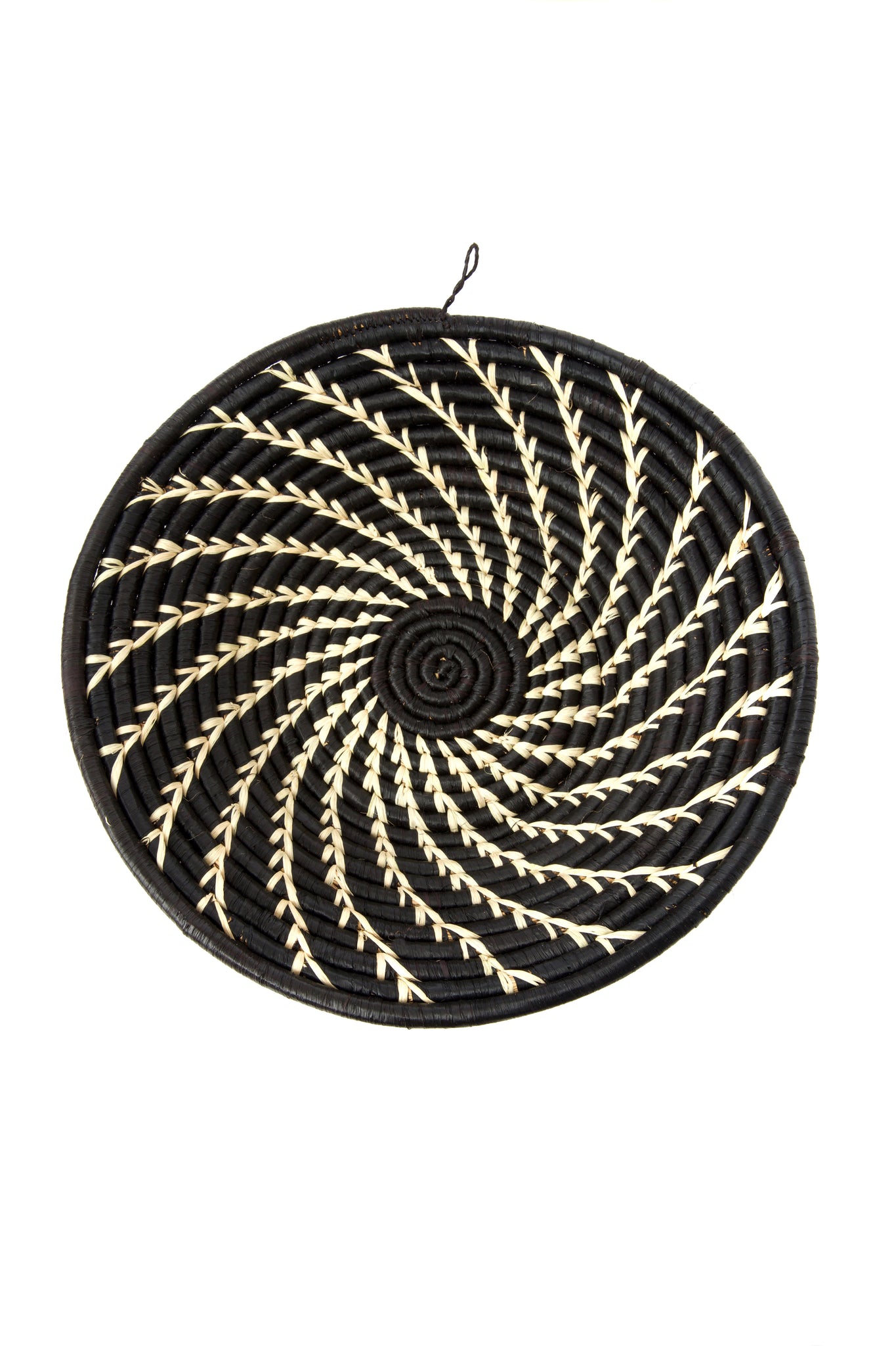 Black Coiled Sata Baskets with Cream Swirls Medium Black Coiled Sata Basket with Cream Swirls