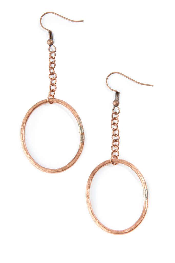 F.R.E.E. Woman Solidarity Hammered Copper Earrings Default Title