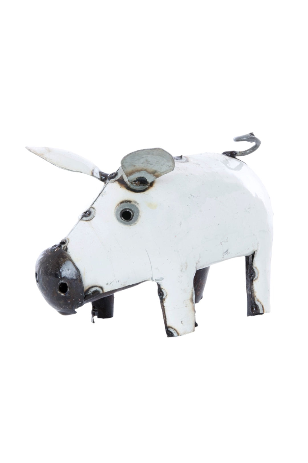 White Recycled Metal Pig Sculptures