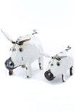 White Recycled Metal Pig Sculptures