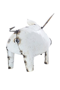 White Recycled Metal Pig Sculptures