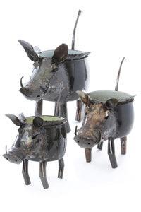 Recycled Cooking Pot Warthog Planters SOLD OUT Large Recycled Cooking Pot Warthog Planter