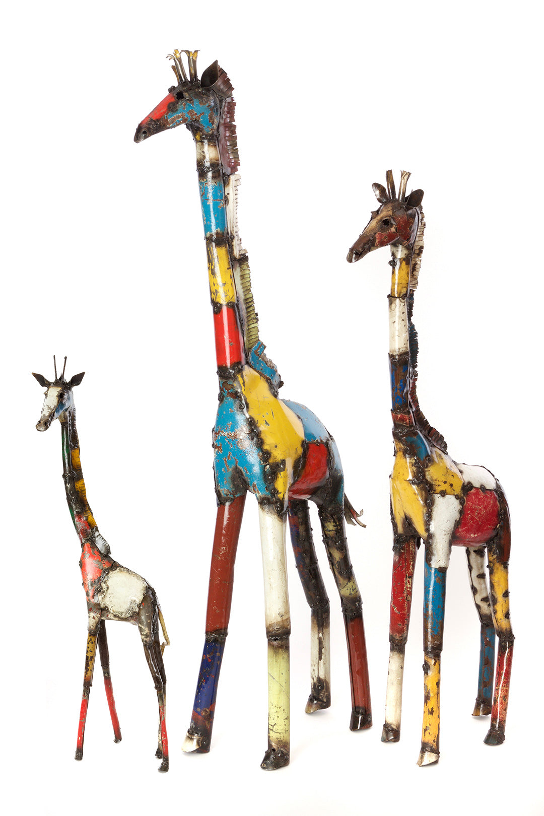 Colorful Giraffe Oil Drum Sculptures Small (3') Giraffe