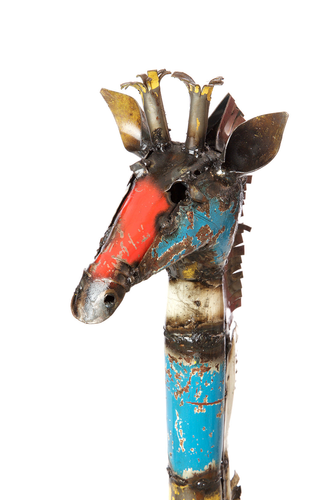 Colorful Giraffe Oil Drum Sculptures Medium (4') Giraffe