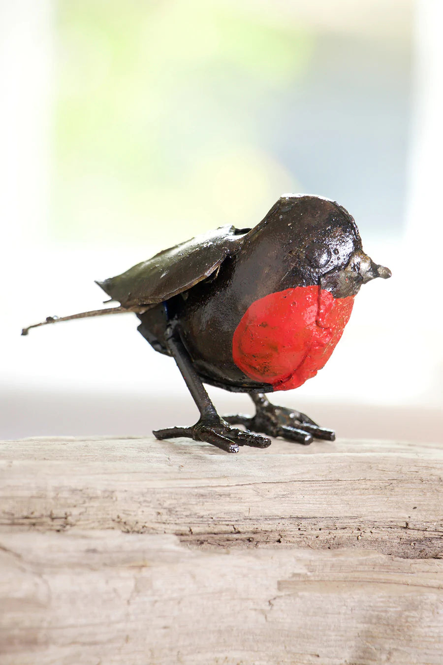 Small Recycled Metal Robin Sculpture