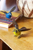 Pair of Colorful Fluttering Bird Sculptures 2 Fluttering Yellow Birds