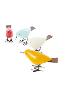 Set of Four Colorful Painted Stone & Metal Birds Default Title