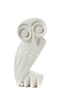 White Serpentine Stone Owl Sculptures from Zimbabwe Small White Serpentine Stone Owl Sculpture