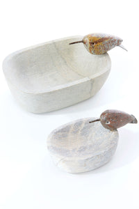Serpentine Stone Oval Bird Dishes Large Bird Dish