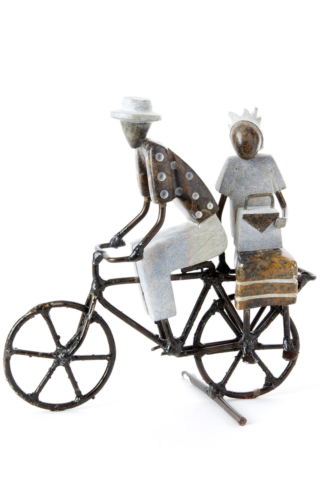 Stone & Metal Bicycling Couple Sculpture Default Title