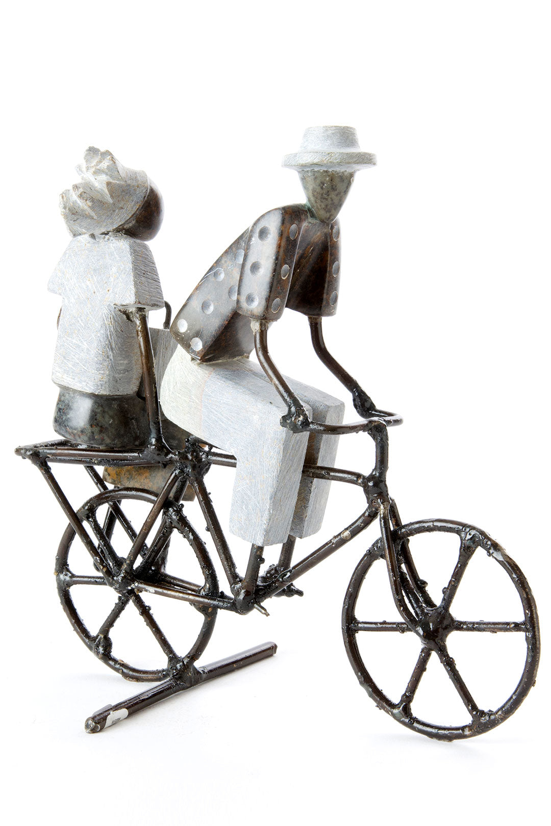 Stone & Metal Bicycling Couple Sculpture Default Title